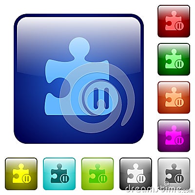 Pause plugin color square buttons Stock Photo