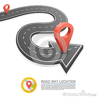 Paved path on the road, Road arrow location, Vector background Vector Illustration