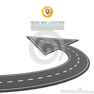 Paved path on the road, Road location arrow, Vector background Vector Illustration