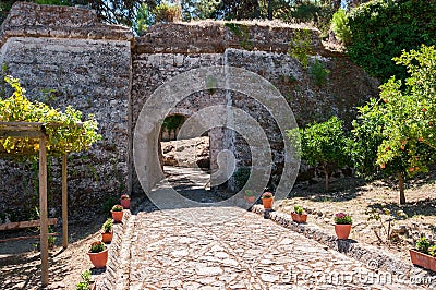 Paved path to the Venetian Castle in Zakynthos city Stock Photo