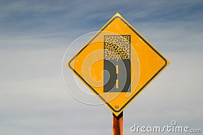 Paved Road Ends Ahead Sign Stock Photo