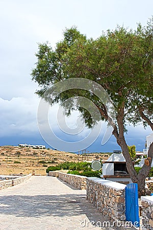 Paved road in Koufonisi island Stock Photo