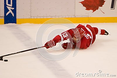 Pavel Datsyuk of The Detroit Red Wings Streches Out Editorial Stock Photo