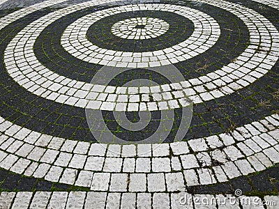 Pavement and stone designs on roads Stock Photo