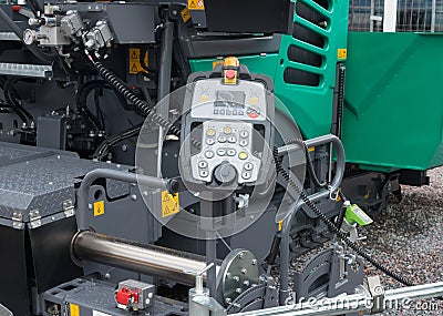 Pavement truck remote control console closeup Stock Photo