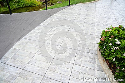 pavements with natural garden, construction industry Stock Photo