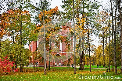 Pavilion of the Arsenal in the autumn the Alexander Park of Tsar Stock Photo