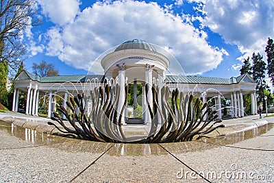 Pavilion of cold mineral water - Spring in the small west Bohemian spa town Marianske Lazne Marienbad - Czech Republic Stock Photo