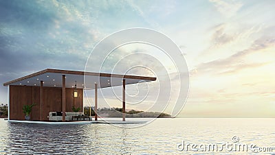 Pavilion contemporary on the beach 3d rendering Stock Photo