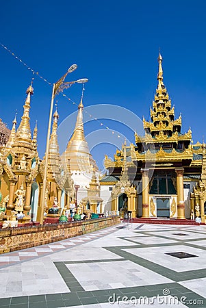 Pavilions of Shwedagon complex Stock Photo