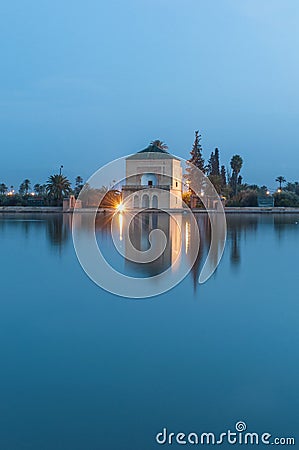 Pavillion on Menara Gardens at Marrakech, Morocco Stock Photo