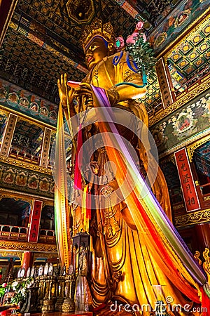 The pavillon of ten thousand happiness in Yonghe Lama temple in beijing Editorial Stock Photo