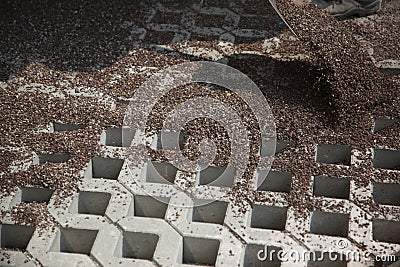 Paving blocks and sand Stock Photo