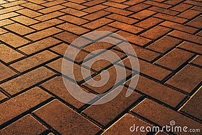 Paving bricks in diminishing perspective as abstract background Stock Photo