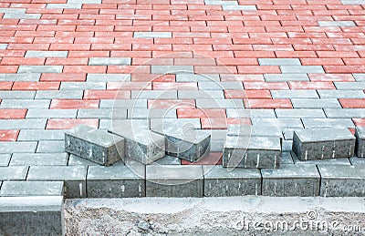 Paving the footpath Stock Photo