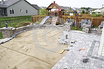 Paving the Patio Stock Photo