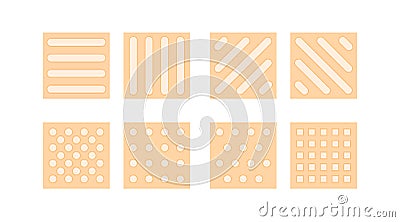 Paving tactile tile floor template, tips for visually impaired people. Squares with relief figures. Eps 10 vector illustration Vector Illustration