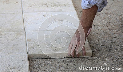 Paving work around the home Stock Photo