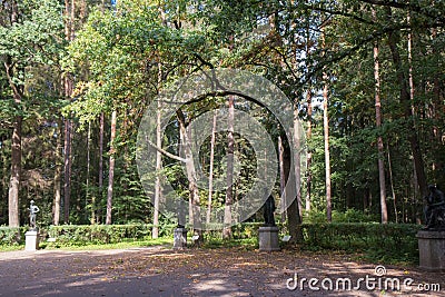 Pavlovsk, St Petersburg, Russia - September 10, 2018. Sculptures. Made according to the originals of the Greek sculptor Scopas. Editorial Stock Photo