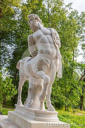 Pavlovsky Park. Twelve roads. Bronze Greek gods. Editorial Stock Photo