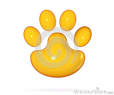 Paw 3d print in cartoon soft pop style. Vector Illustration