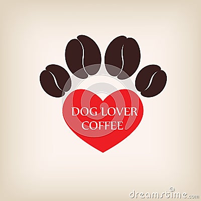 Paw Dog logo coffee vector. Vector Illustration