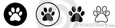 Paw icons set. Paw vector print sign and symbol Vector Illustration