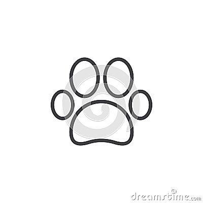 Paw line icon, outline vector sign Cartoon Illustration