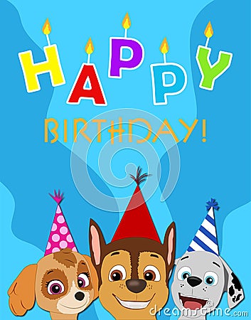 Paw patrol birthday card blue Stock Photo