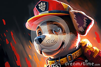 Paw Patrol Marshall abstract background acryl painting. Generative ai Stock Photo