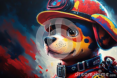 Paw Patrol Chese abstract background acryl painting. Generative ai Stock Photo