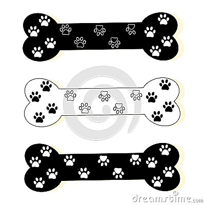 Paw print and bone vector illustration Vector Illustration