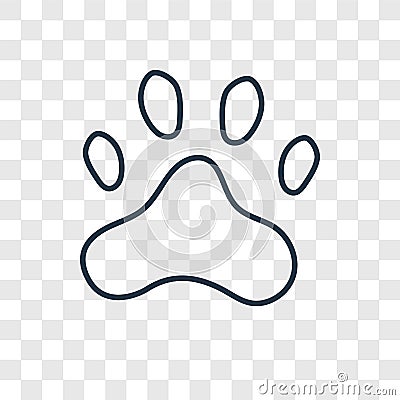 Paw print concept vector linear icon isolated on transparent background, Paw print concept transparency logo in outline style Vector Illustration