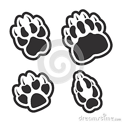 Paw print of predators set Vector Illustration