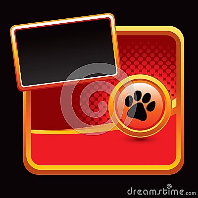 Paw print on red halftone background Vector Illustration