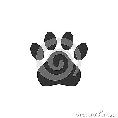 Paw print. Simple monochrome pets footprint Vector Illustration