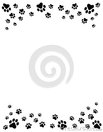 Paw prints border Vector Illustration