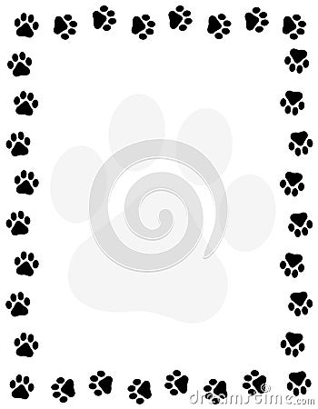 Paw prints border Vector Illustration