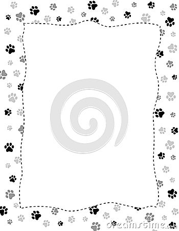 Paw prints border Vector Illustration