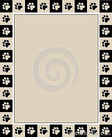 Paw prints border Vector Illustration