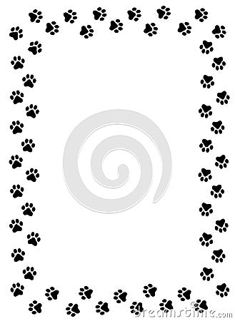 Paw prints border Vector Illustration