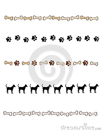 Paw prints border / divider Vector Illustration