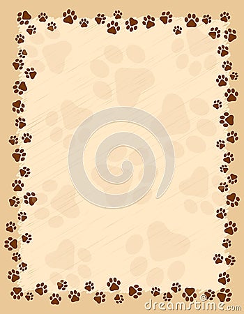 Paw prints border Vector Illustration