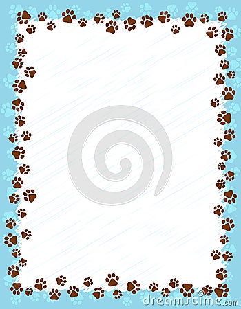 Paw prints border Vector Illustration