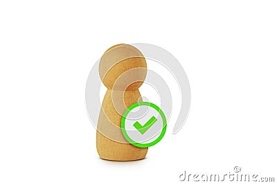 Pawn with check mark sign - Concept of approved user profile Stock Photo