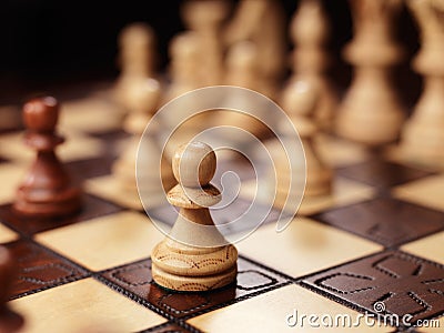 Pawn on chessboard Stock Photo