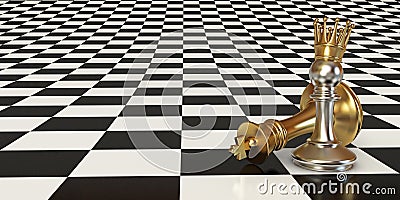 Pawn with golden crown Stock Photo