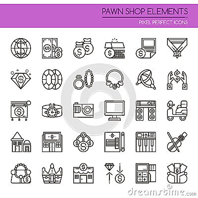 Pawn Shop Elements Vector Illustration