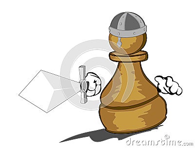 Pawn with sword Cartoon Illustration