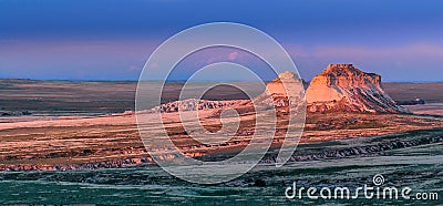 Pawnee Buttes at Sunset, Pawnee National Grassland, Colorado Stock Photo